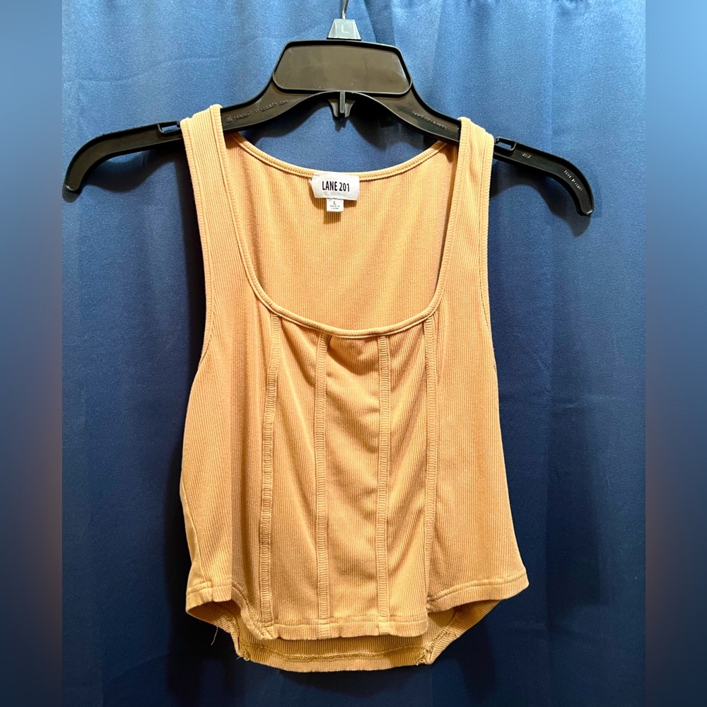 Lane 201 Boutique Yellow Cropped Tank Top (Size: Large)